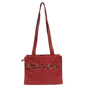 vintage red prada handbolsa